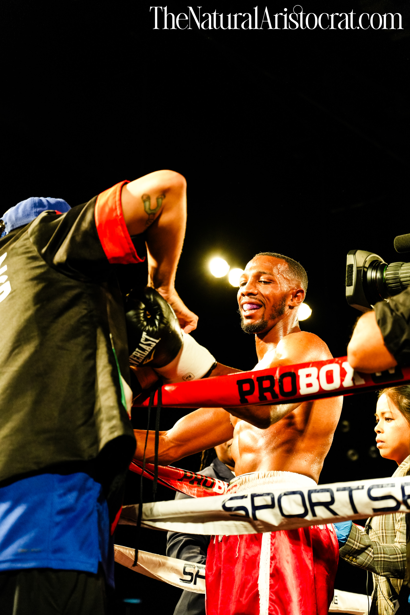 MSG Photos: Coach Alexander Serna, Boxer Khainell Wheeler. Photo Credit: © 2024 Nir Regev / TheNaturalAristocrat.com