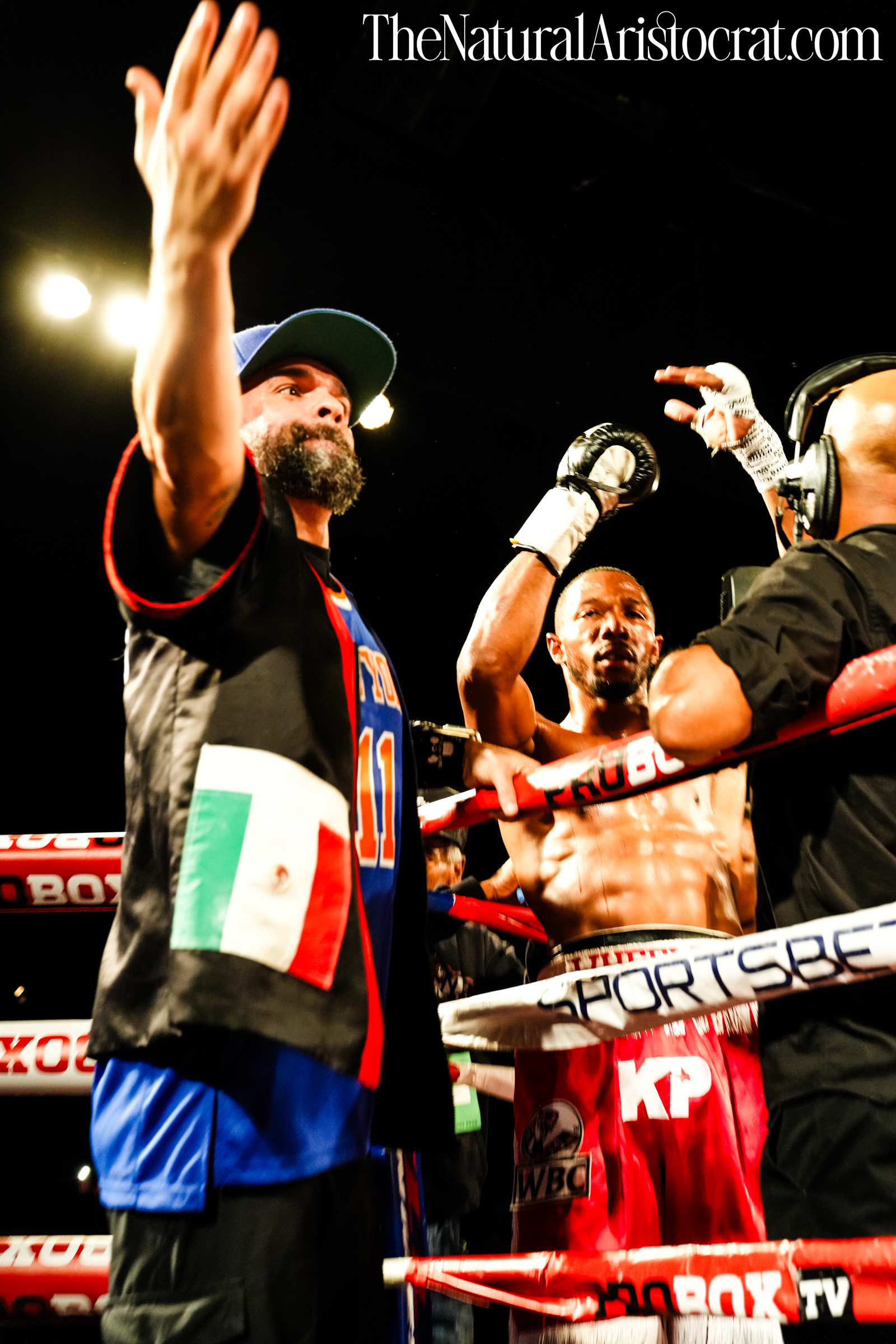 MSG Photos: Coach Alexander Serna, Boxer Khainell Wheeler. Photo Credit: © 2024 Nir Regev / TheNaturalAristocrat.com