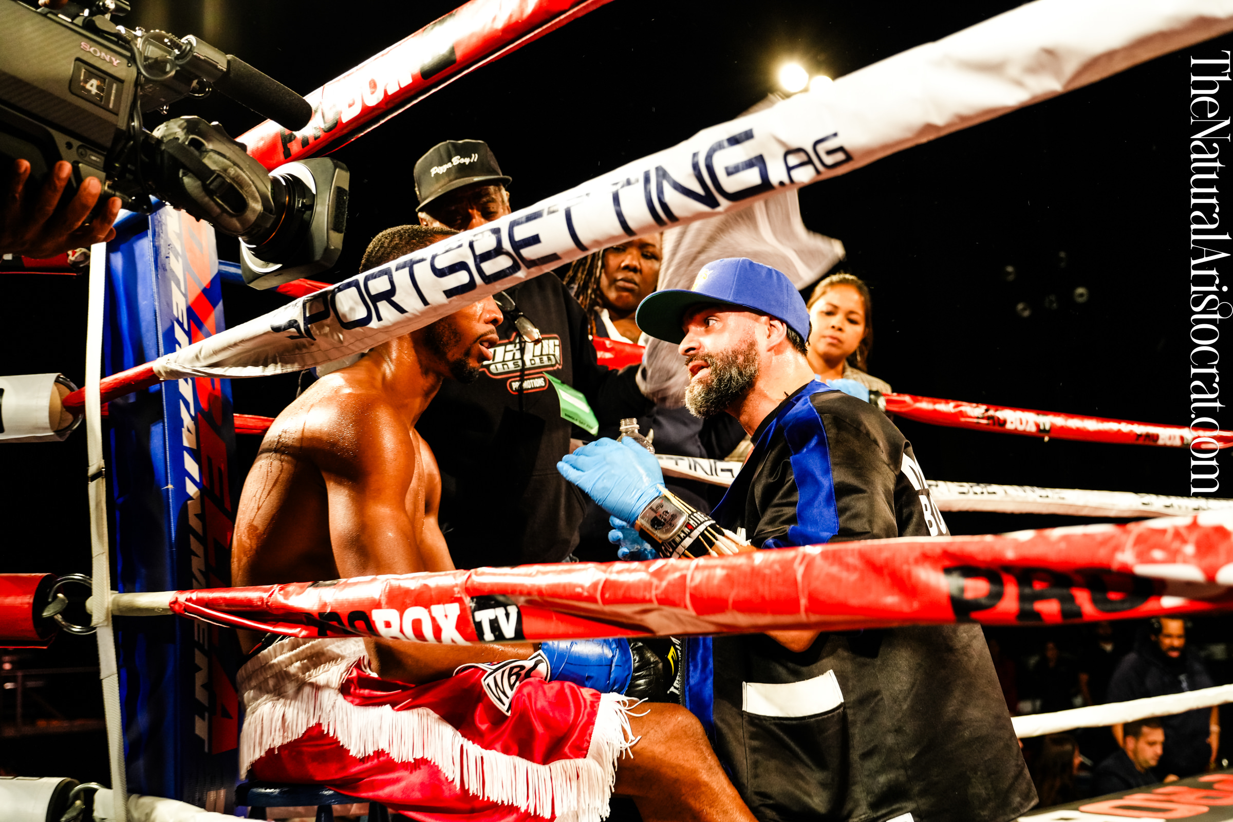 MSG Photos: Coach Alexander Serna, Boxer Khainell Wheeler. Photo Credit: © 2024 Nir Regev / TheNaturalAristocrat.com