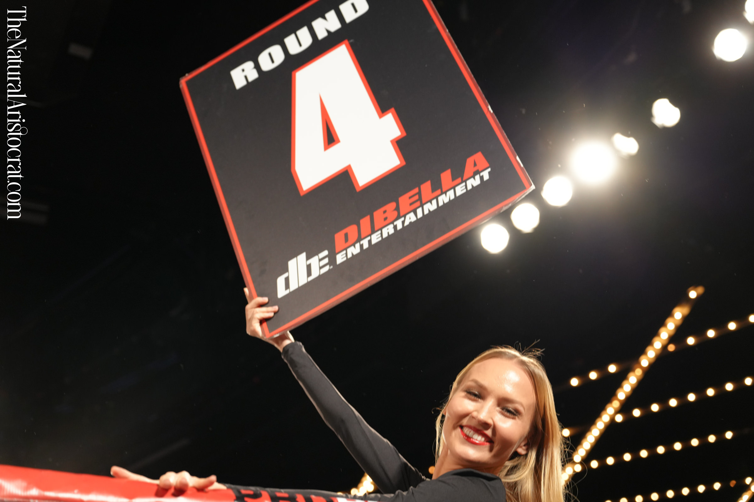 Boxing ring girl Stefaniya Makarova at the Theater at MSG