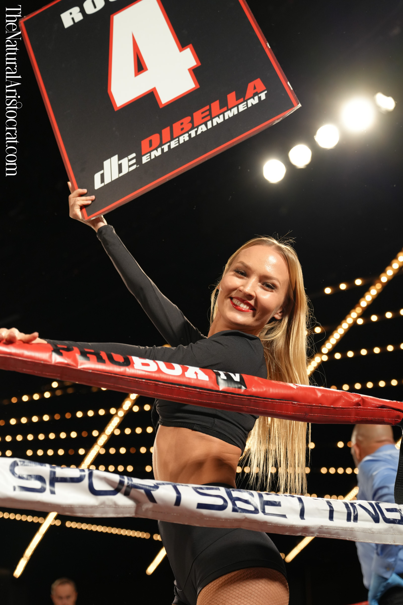 Boxing ring girl Stefaniya Makarova at the Theater at MSG