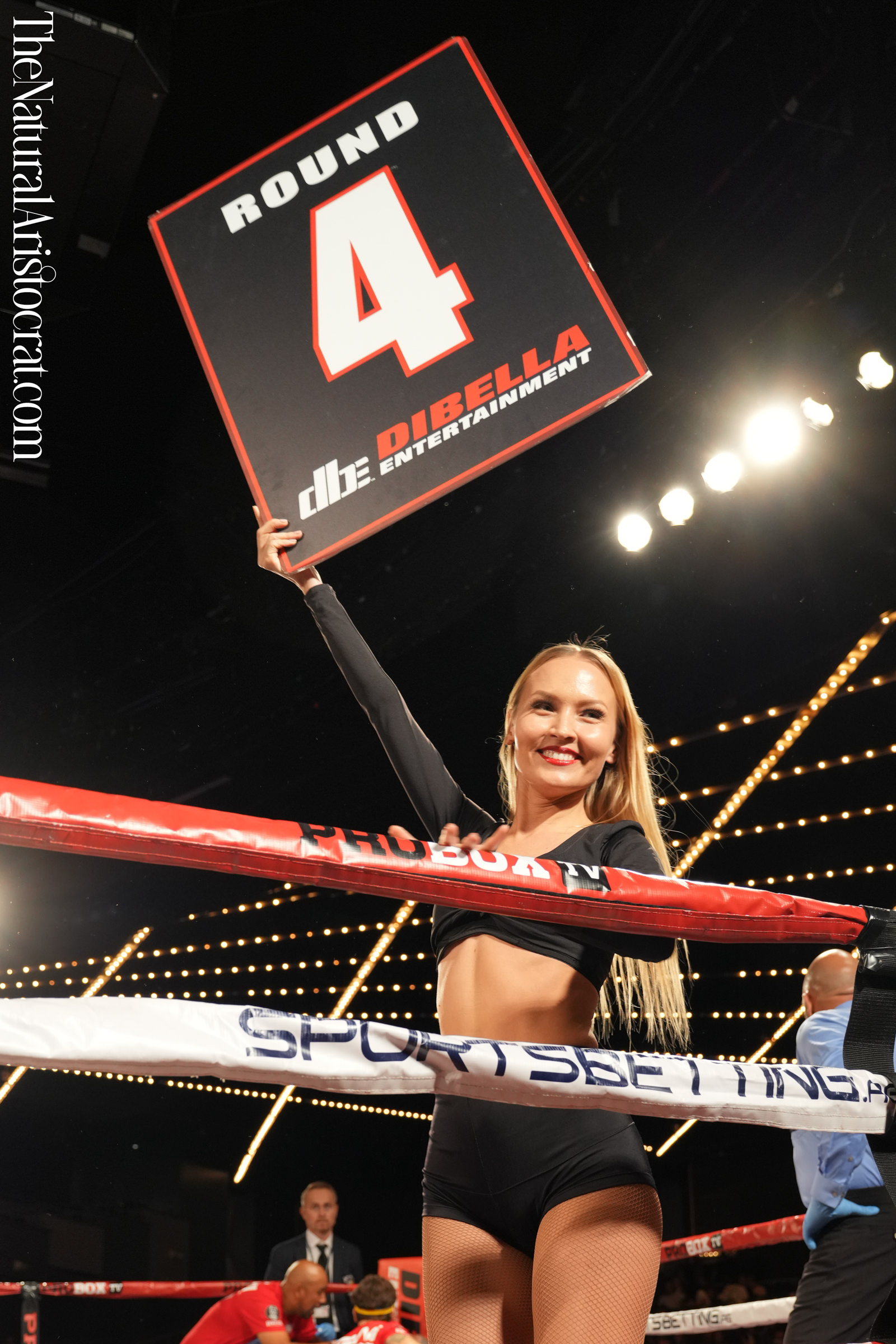 Boxing ring girl Stefaniya Makarova at the Theater at MSG