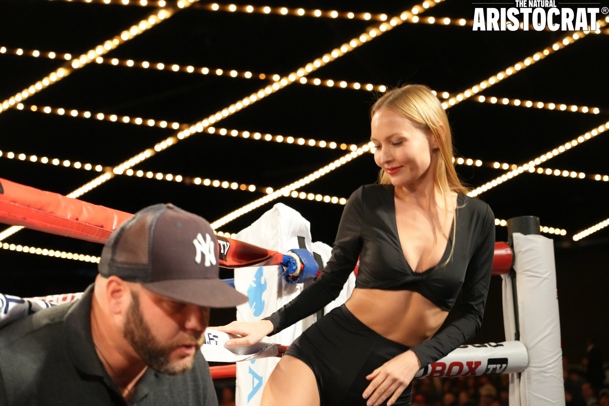 Boxing ring girl Stefaniya Makarova at the Theater at MSG