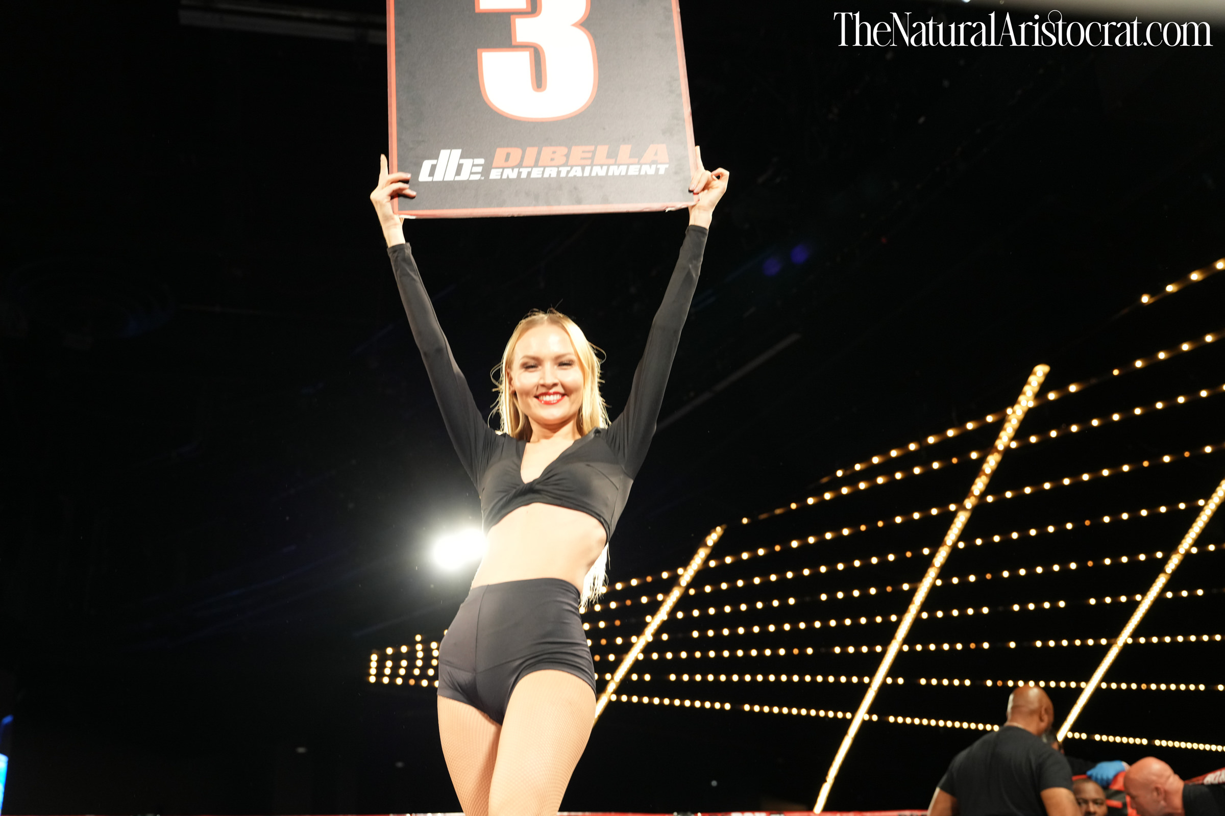 Boxing ring girl Stefaniya Makarova at the Theater at MSG