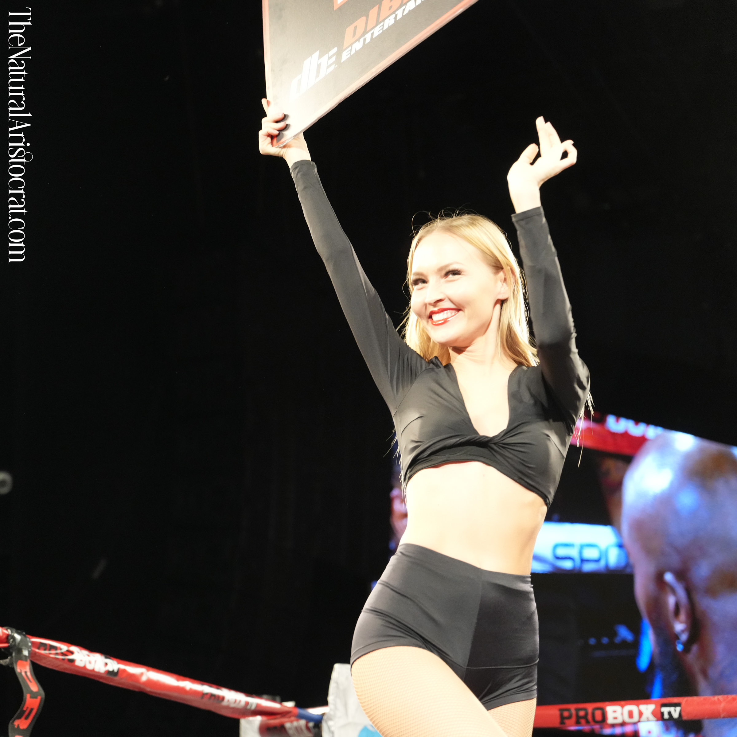 Boxing ring girl Stefaniya Makarova at the Theater at MSG