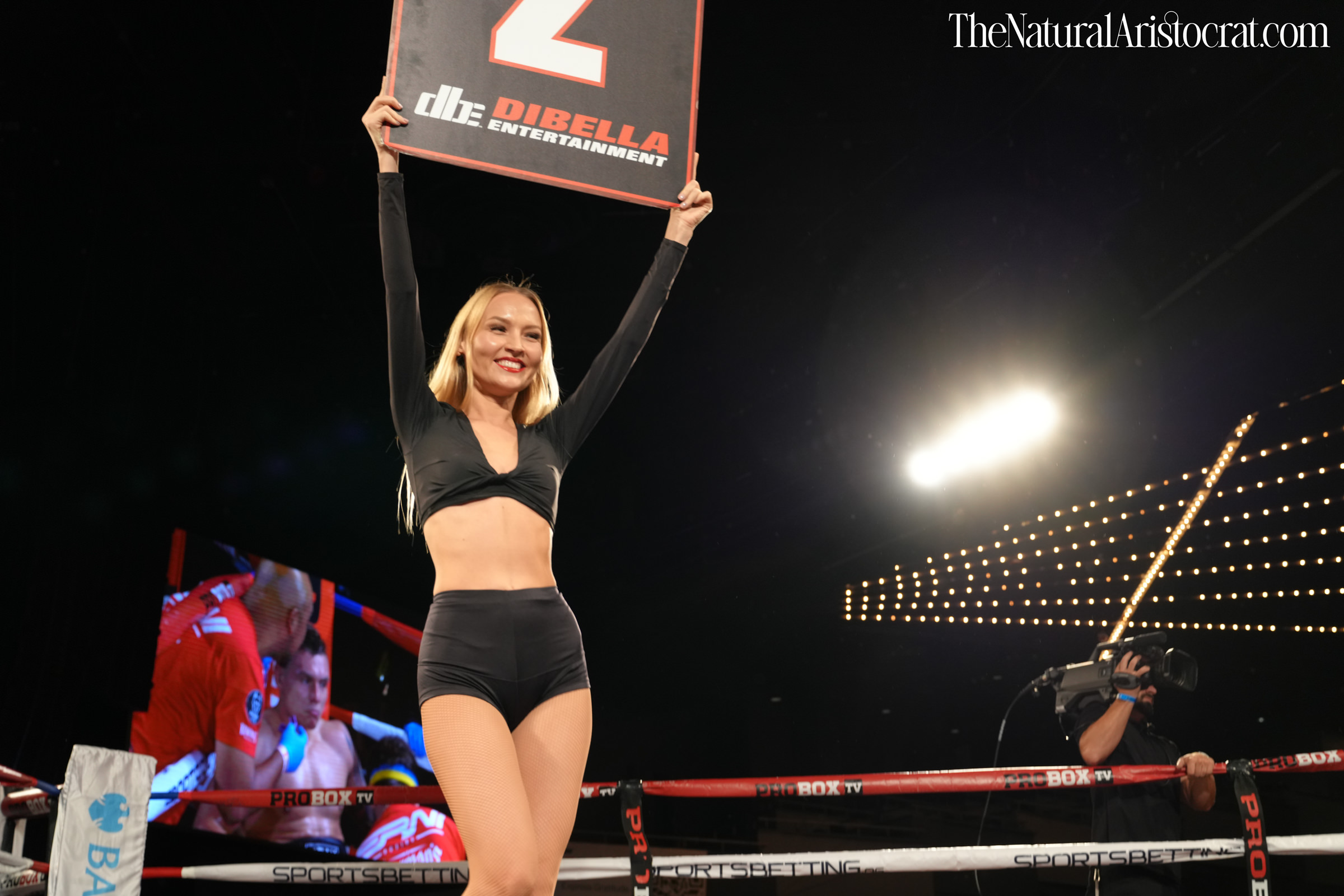 Boxing ring girl Stefaniya Makarova at the Theater at MSG