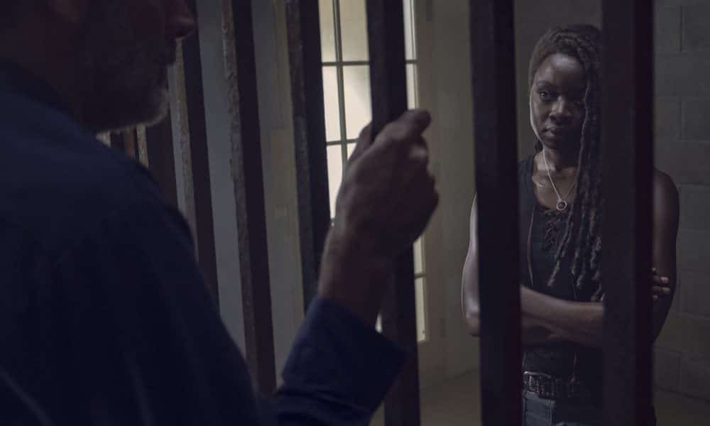 Danai Gurira as Michonne, Jeffrey Dean Morgan as Negan - The Walking Dead _ Season 9, Episode 12 - Photo Credit: Gene Page/AMC