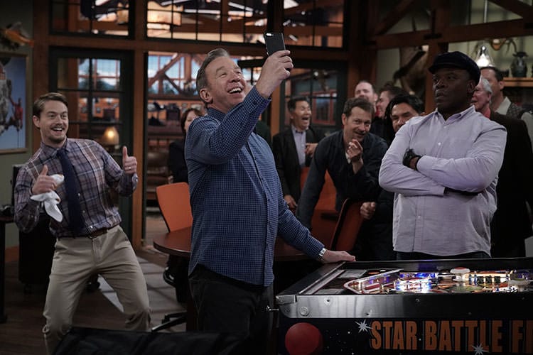 LAST MAN STANDING: L-R: Christoph Sanders, Tim Allen and Jonathan Adams in the “The Favourite” episode of LAST MAN STANDING airing Friday, May 3 (8:00-8:30 PM ET/PT) on FOX. © FOX MEDIA LLC. CR: Michael Becker / FOX.