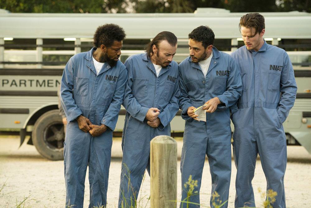 THE PURGE -- "Hail Mary" Episode 209 -- Pictured: (l-r) Damien D. Smith as Andre, Billy Blair as Prisoner #3, Jonathan Medina as Tommy Ortiz, Kyler Porche as Young Prisoner -- (Photo by: Alfonso Bresciani/USA Network)