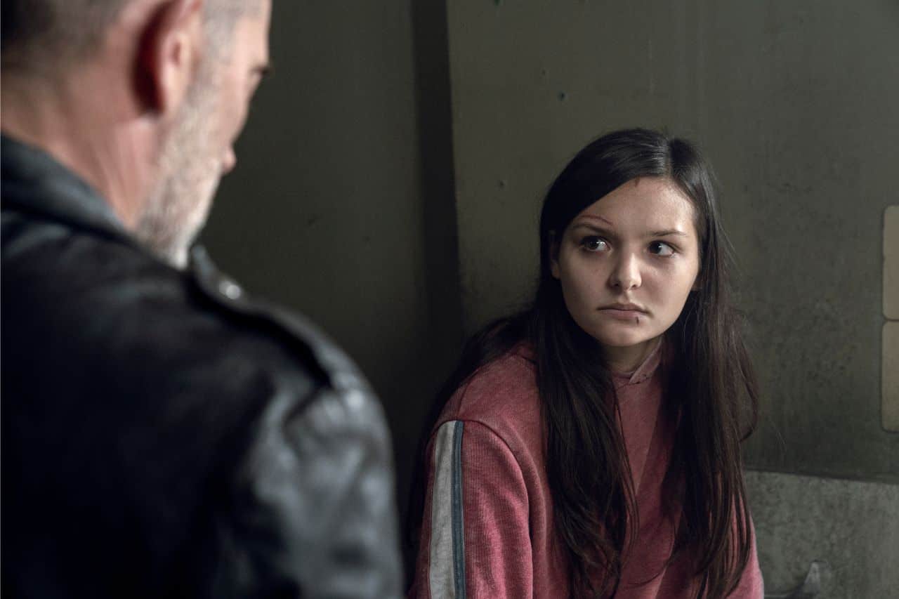 Cassady McClincy as Lydia, Jeffrey Dean Morgan as Negan - The Walking Dead _ Season 10, Episode 15 - Photo Credit: Jace Downs/AMC
