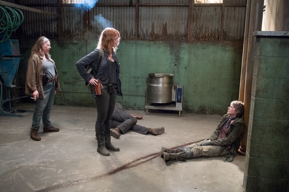 Alicia Witt as Paula and Melissa McBride as Carol Peletier - The Walking Dead _ Season 6, Episode 13 - Photo Credit: Gene Page/AMC