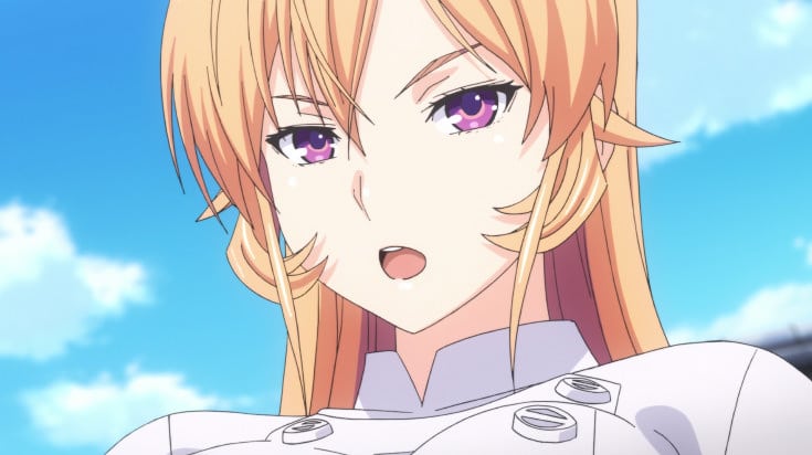 Erina Nakiri is not impressed, not impressed at all by the cuisine served to her in Food Wars! 'The First Plate' English Dub - Season 1 Episode 1 - "The Vast Wasteland" - Screenshot Photo Credit:  Sentai Filmworks via VRV Premium's HIDIVE Channel