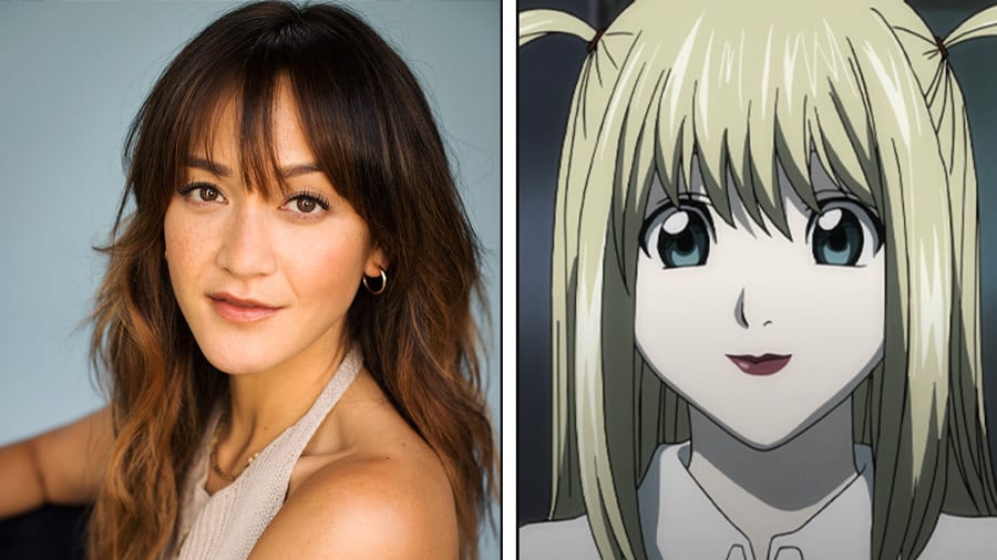 Shannon Chan-Kent Headshot (Left Side) - Photo Credit: Farrah Aviva. (Right Side) Misa Amane in Death Note - Screenshot Photo via VRV / Crunchyroll, art animated at Madhouse Inc. and licensed in North America by VIZ Media