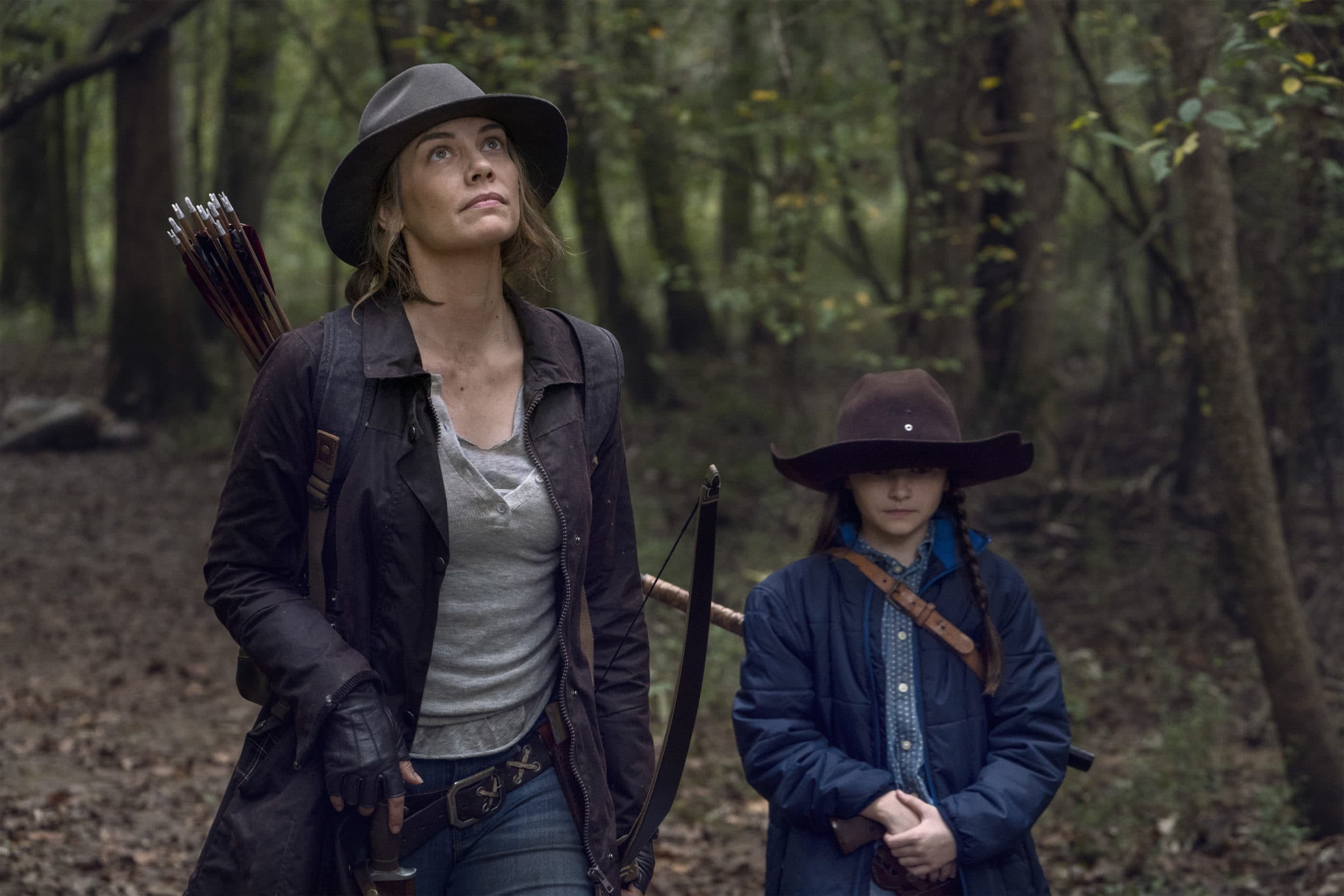 Lauren Cohan as Maggie Greene and Cailey Fleming as Judith Grimes