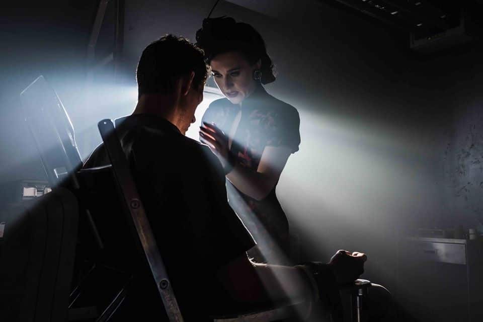 Tom Lipinski as Kevin McMahon and Lena Hall as Miss Audrey. Photo Credit: Thomas Burstyn.