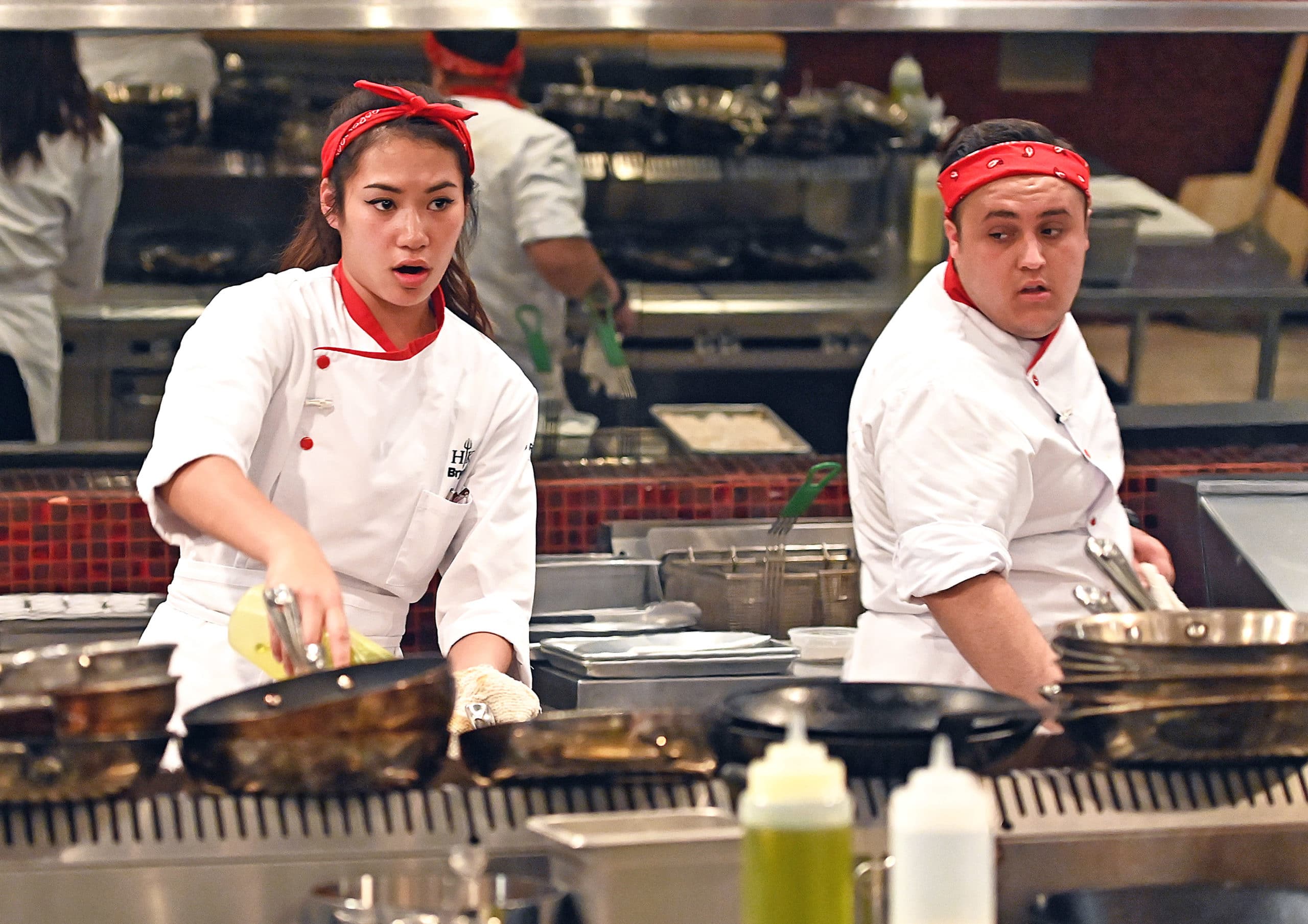 HELL'S KITCHEN: L-R: Contestants Brynn and Antonio in the “A Game Show From Hell” episode airing Aug 9 (8:00-9:01PM ET/PT) on FOX. CR: Scott Kirkland / FOX. © 2021 FOX MEDIA LLC.