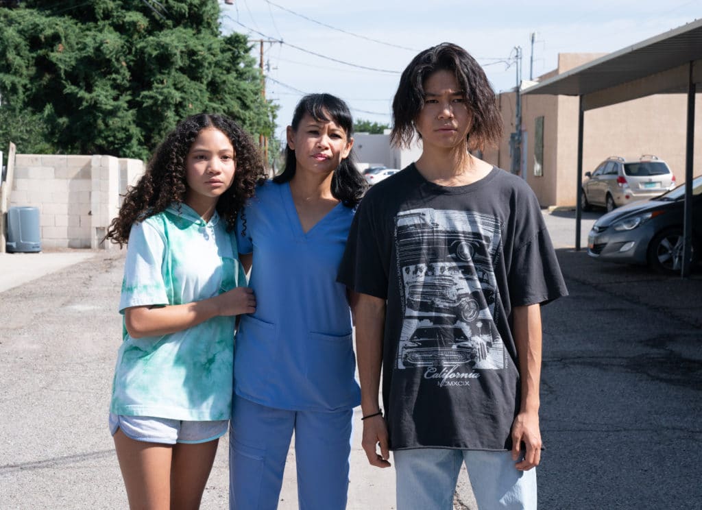 THE CLEANING LADY: L-R: Faith Bryant, Martha Millan and Sean Lew in 