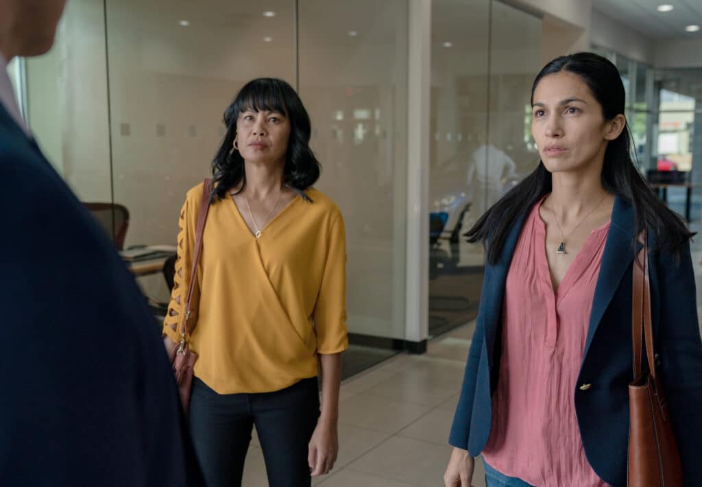 THE CLEANING LADY: L-R: Martha Millan and Elodie Yung in the "Kabayan" episode of THE CLEANING LADY airing Monday, Jan. 31(9:01-10:00 PM ET/PT) on FOX. ©2022 Fox Media LLC. CR: John Britt/FOX