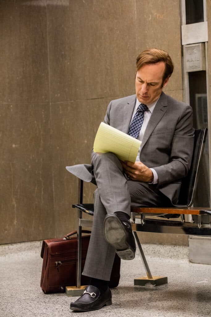 BTS, Bob Odenkirk as Jimmy McGill in Better Call Saul - Season 2, Episode 7. Photo Credit: Ursula Coyote/Sony Pictures Television/AMC