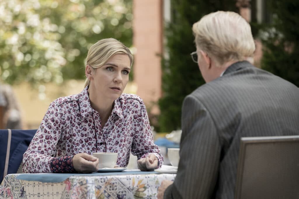 Rhea Seehorn as Kim Wexler, Ed Begley Jr. as Clifford "Cliff" Main - Better Call Saul _ Season 6, Episode 4 - Photo Credit: Greg Lewis/AMC/Sony Pictures Television