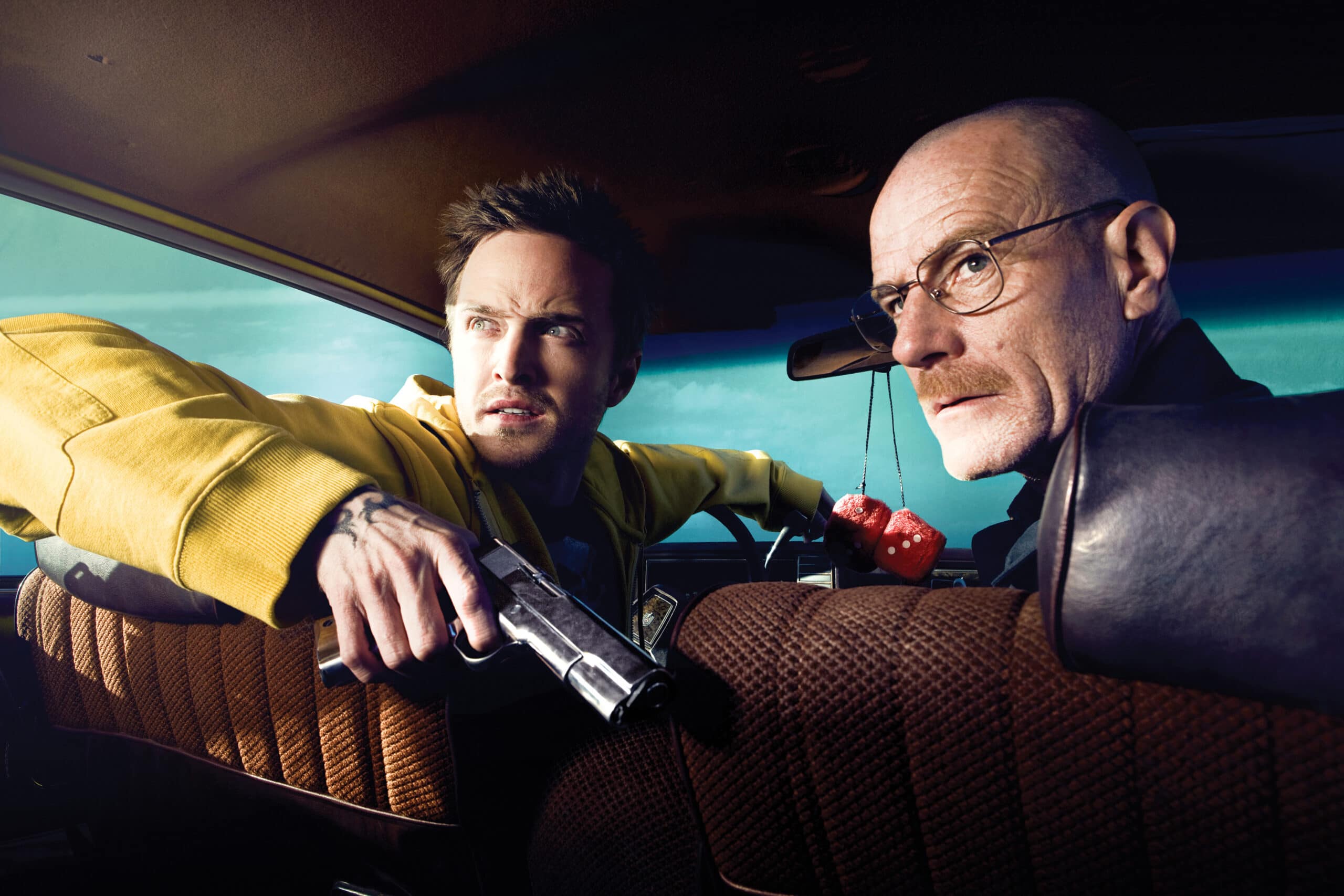 Jesse Pinkman (Aaron Paul) and Walter White (Bryan Cranston) - Breaking Bad_Season 2 - Photo Credit: Ben Leuner/AMC