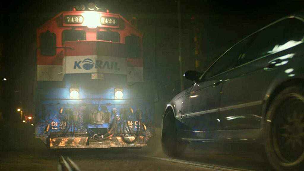 Special Delivery Film. So-dam Park drifts past train as Eun-ha. Photo Credit: M Pictures Co., Ltd