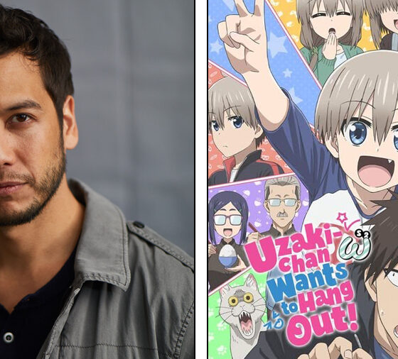 Ricco Fajardo is Shinichi Sakurai in Uzaki-chan Wants to Hang Out! English Dub. Photo Credit: © Jason Fitzgerald (left) / ©2022 Take/KADOKAWA/Uzaki-chan 2 Production Committee (right)