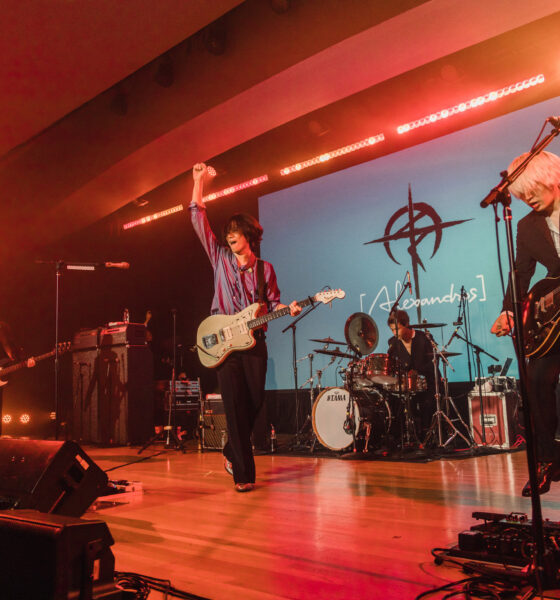 (from left to right) Hiroyuki Isobe, Yoohei Kawakami, Ib Riad, and Masaki Shirai of [Alexandros] perform at Anime NYC. Photo Credit: Dower Photography