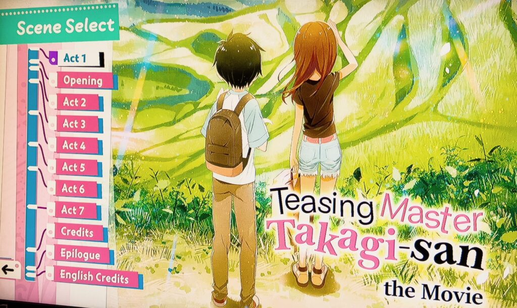 Teasing Master Takagi-San: The Movie Blu-ray Review. Scene Select Screen. Photo Credit: Nir Regev - The Natural Aristocrat® / Original Art by  © 2022 Soichiro Yamamoto, Shogakukan/The Teasing Master Takagi-san Production Committee