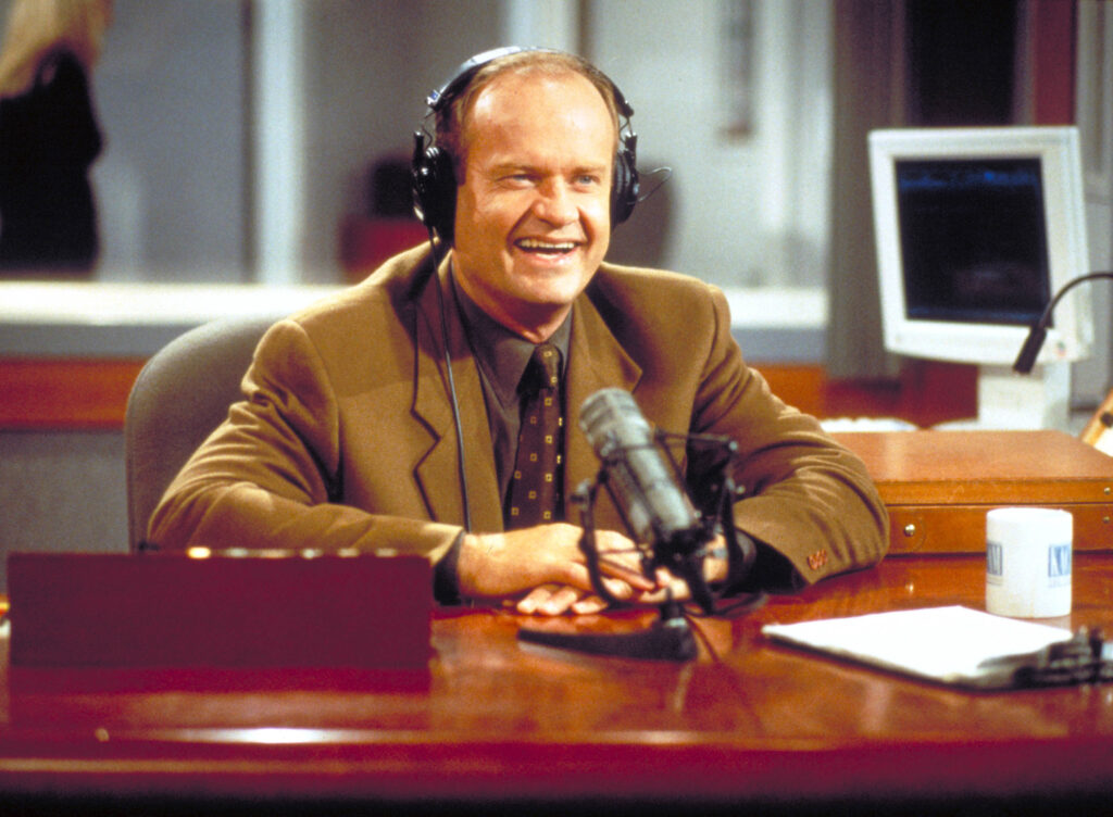 Actor Kelsey Grammer as Frasier Crane in NBC''s television comedy series "Frasier." Episode: "Mary Christmas" - As excitement builds over his hosting the holiday parade, Dr. Frasier Crane hosts his radio show. (Photo by Gale Adler/Paramount)