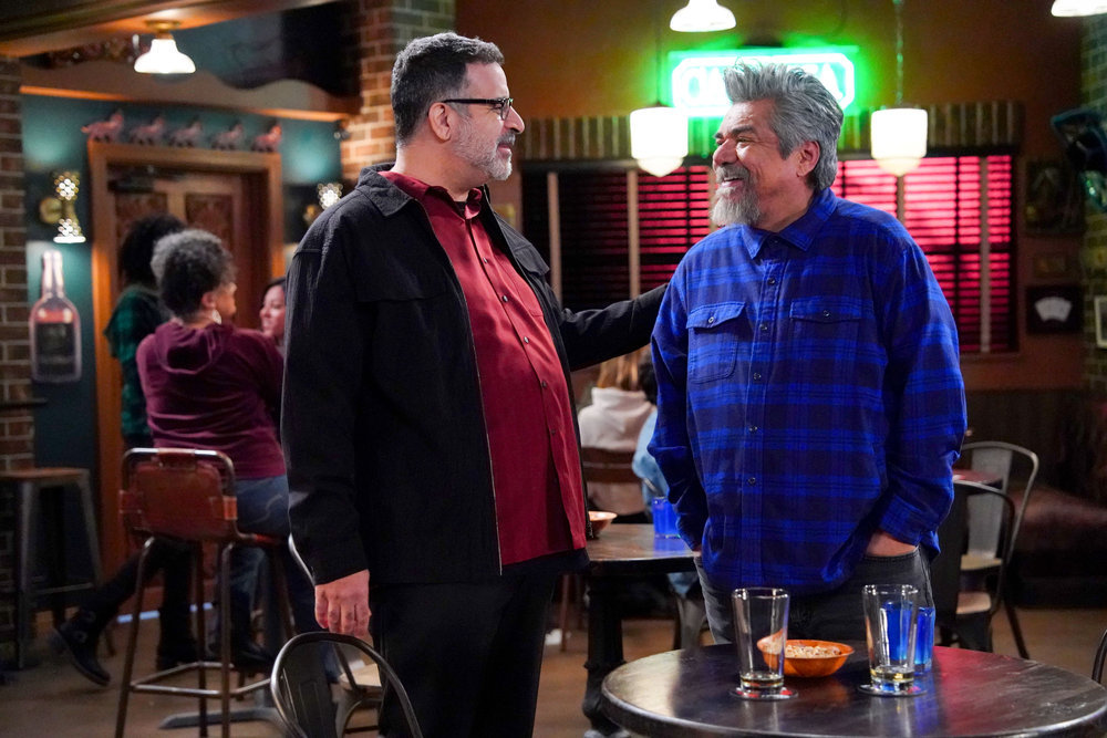 LOPEZ VS LOPEZ -- "Lopez vs The Godfather" Episode 119 -- Pictured: (l-r) Erik Griffin as Don, George Lopez as George -- (Photo by: Nicole Weingart/NBC)