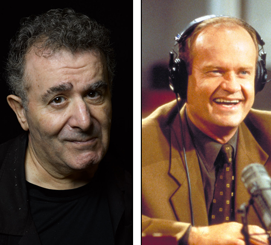 Photo Credit: (left) Headshot courtesy of actor Saul Rubinek / (right) Actor Kelsey Grammer as Frasier Crane in NBC''s television comedy series "Frasier." Episode: "Mary Christmas" - As excitement builds over his hosting the holiday parade, Dr. Frasier Crane hosts his radio show. (Photo by Gale Adler/Paramount)