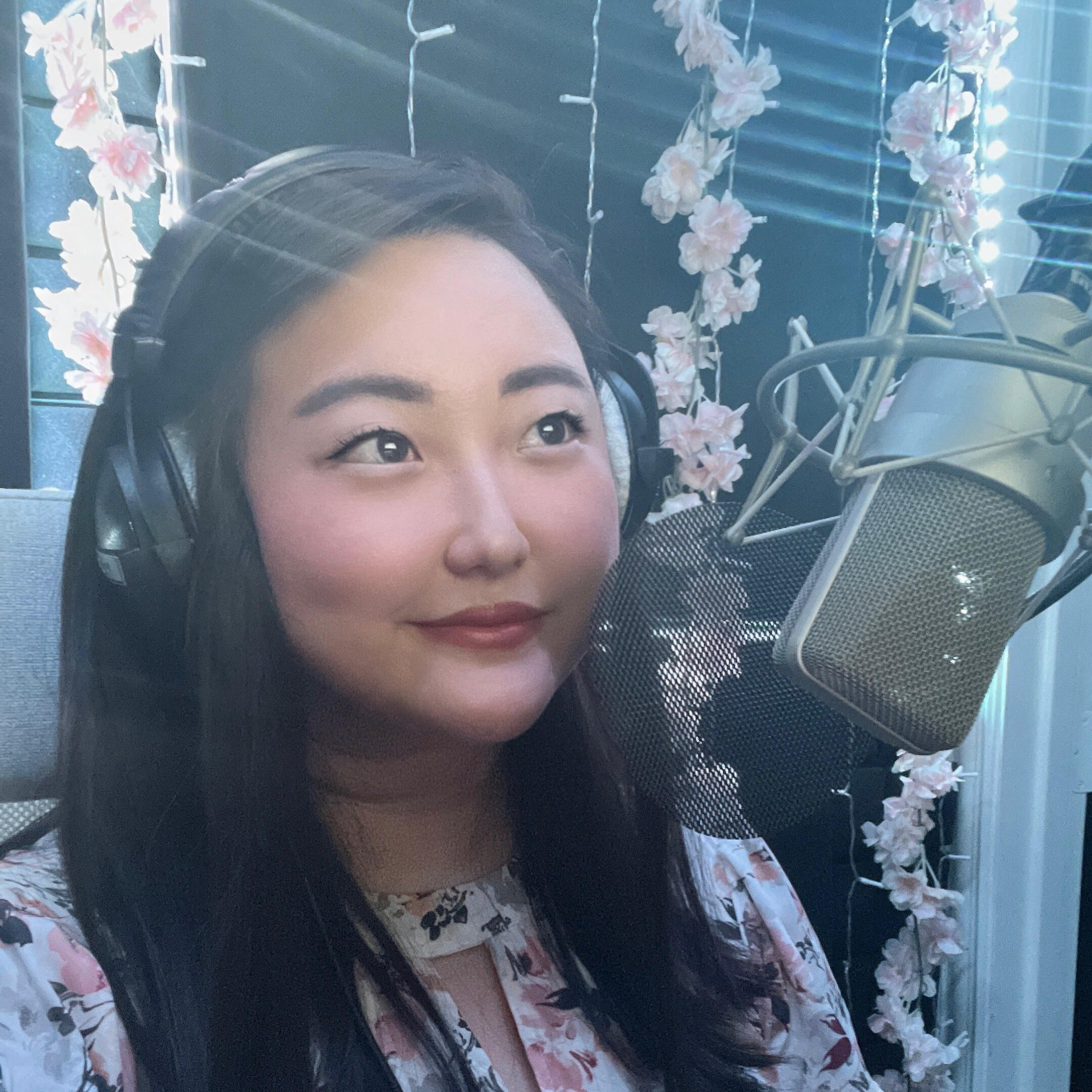 Voice actress Molly Zhang recording. Photo Credit: Provided by Molly Zhang