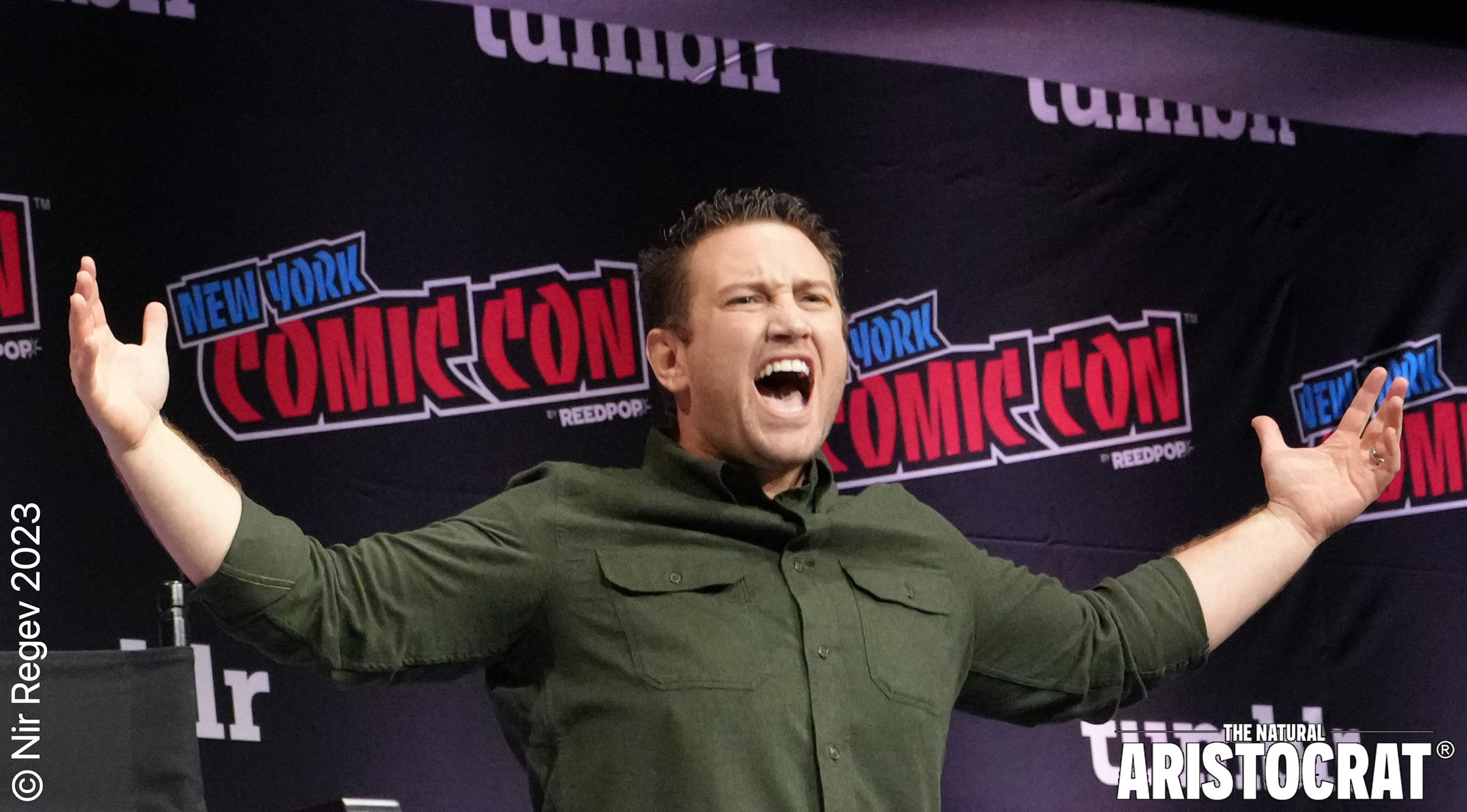 'Attack on Titan' Dub Cast Panel at NYCC 2023. - Bryce Papenbrook. Photo Credit: © 2023 Nir Regev - The Natural Aristocrat®