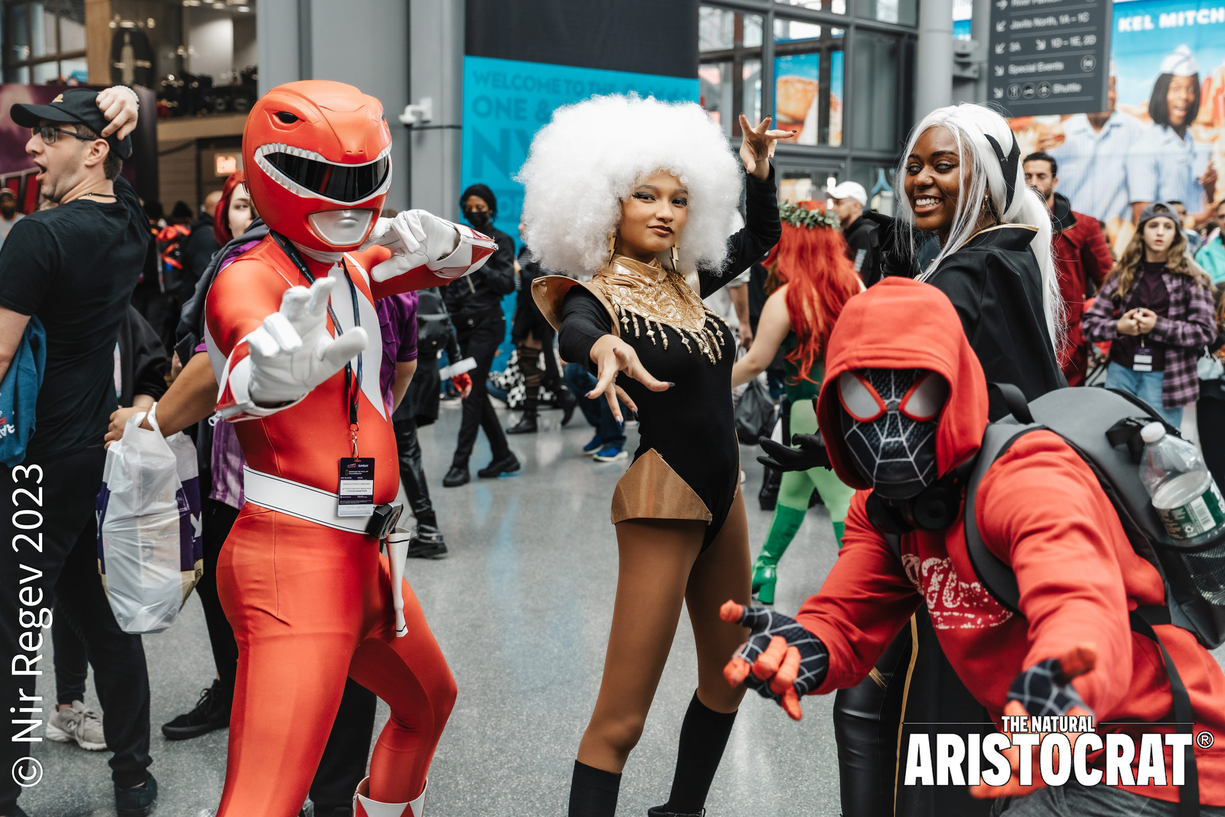 NYCC Power Rangers, X0Men, and Spiderman cosplayers at New York Comic Con 2023. Photo Credit: © Nir Regev 2023 - The Natural Aristocrat®