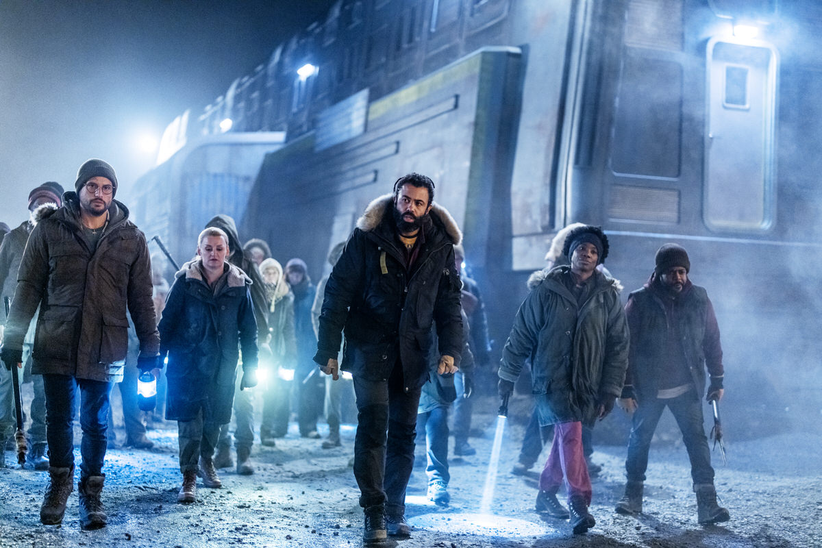 Daveed Diggs, Alison Wright, Roberto Urbina, Kwasi Thomas, Miranda Edwards - Snowpiercer (Season 4, Episode 1). Photo Credit: David Bukach/AMC