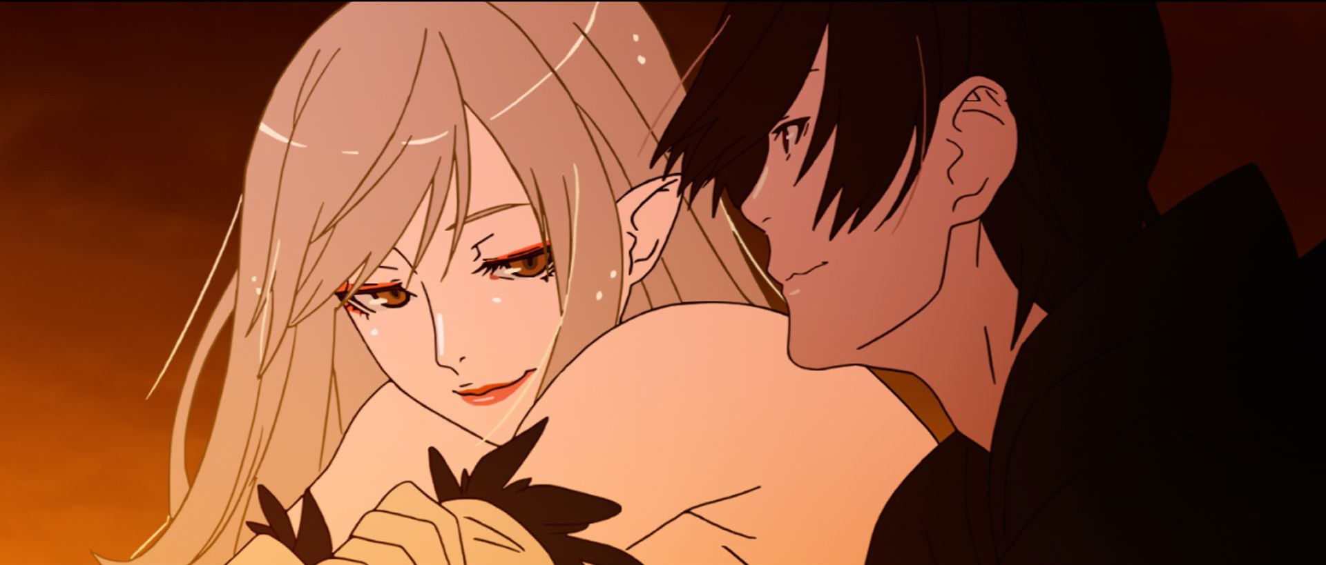 Kiss-Shot and Koyomi Araragi in film Kizumonogatari: Koyomi Vamp. Art provided by Fantasia Film Festival