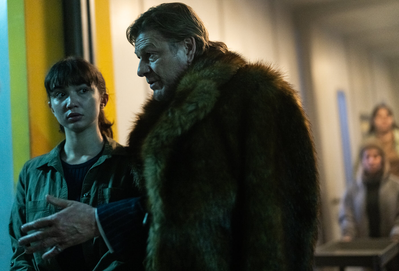 Rowan Blanchard, Sean Bean - Snowpiercer (Season 4, Episode 5). Photo Credit: David Bukach/AMC