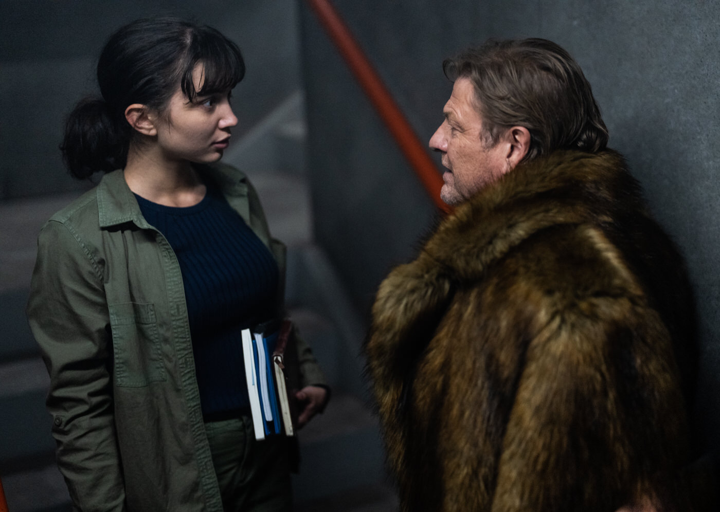 Rowan Blanchard, Sean Bean - Snowpiercer (Season 4, Episode 5). Photo Credit: David Bukach/AMC