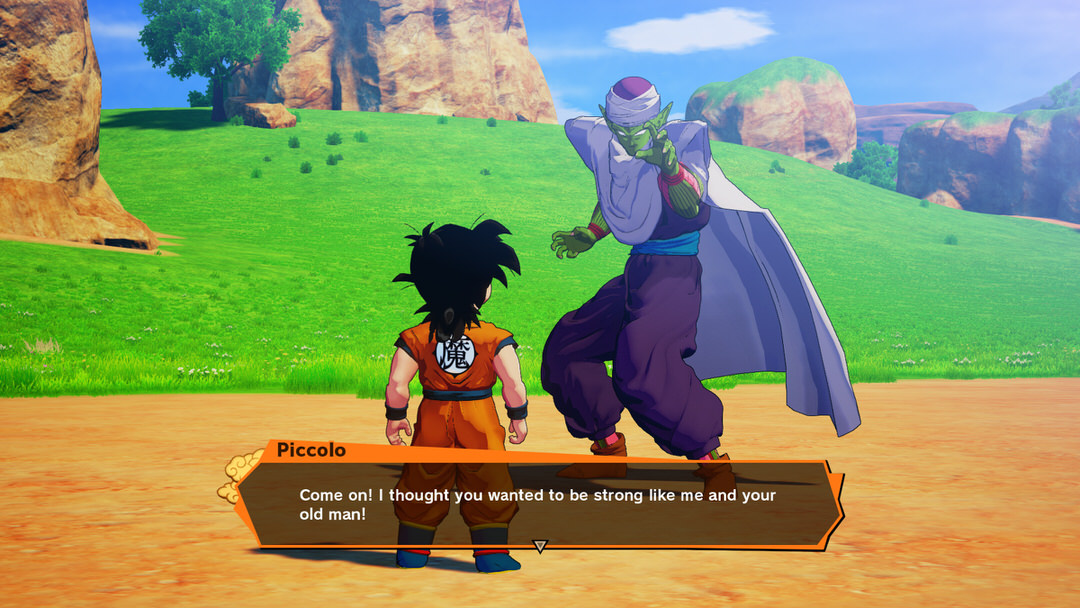 Piccolo teaches Gohan in Dragon Ball Z: Kakarot. Art Credit: © BIRD STUDIO/SHUEISHA, TOEI ANIMATION / Game © Bandai Namco Entertainment Inc.