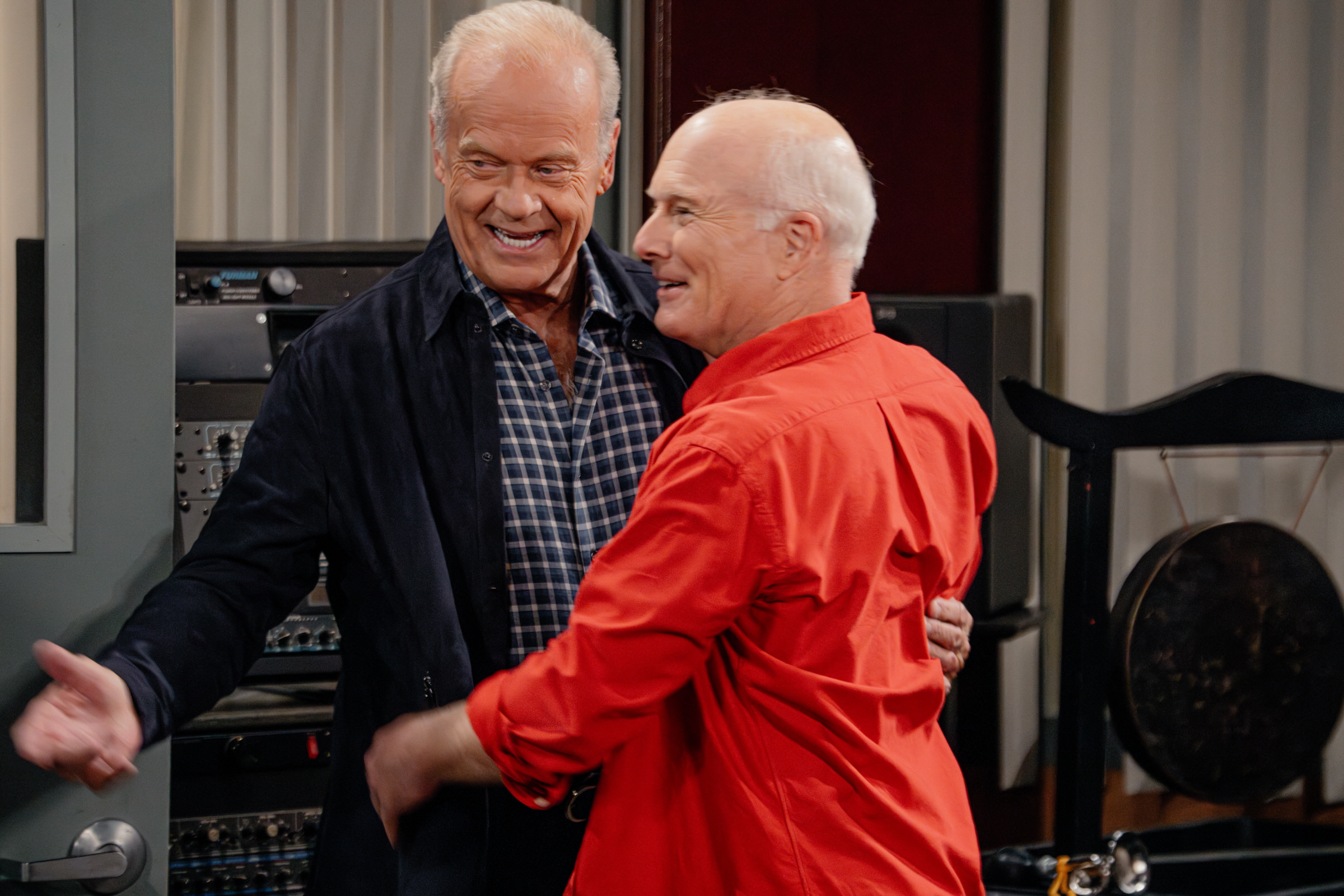 Kelsey Grammer as Frasier and Dan Butler as Bulldog in Frasier, episode 8, season 2 streaming on Paramount+, 2024. Photo credit: Chris Haston/Paramount+