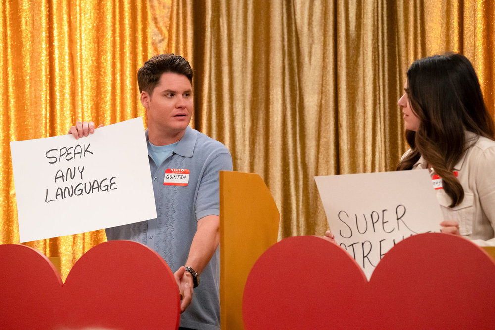 LOPEZ VS LOPEZ -- "Lopez vs Wedding" Episode 301 -- Pictured: (l-r) Matt Shively as Quinten, Mayan Lopez as Mayan -- (Photo by: Nicole Weingart/NBC)