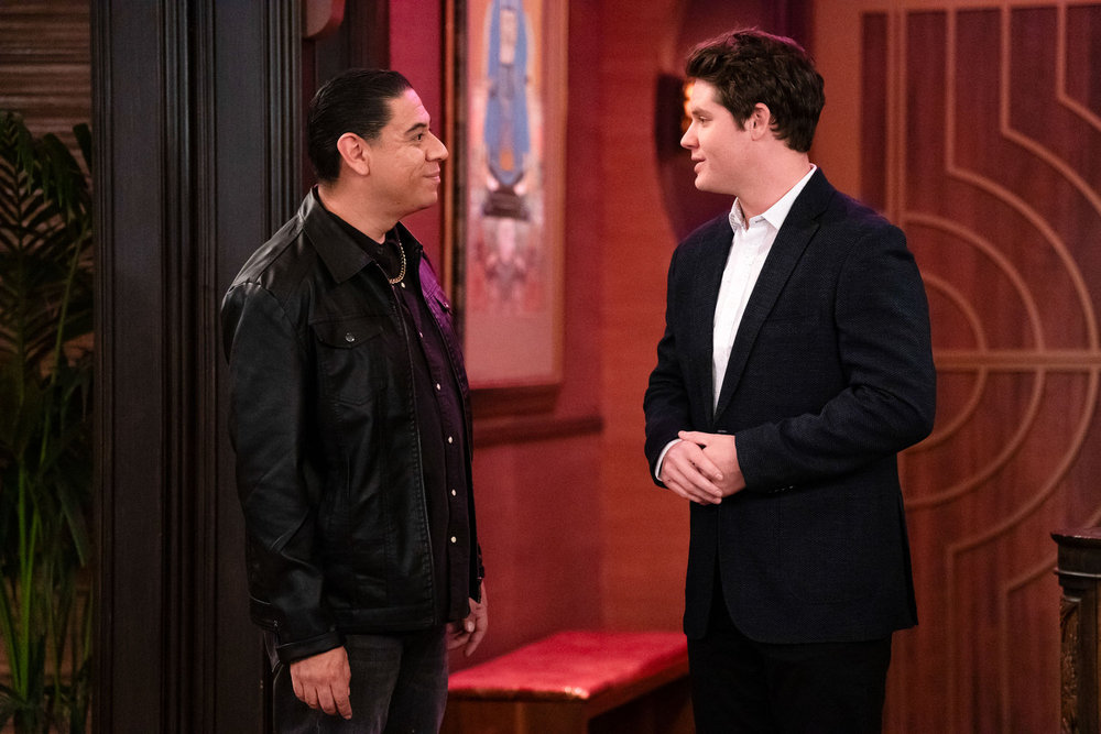 LOPEZ VS LOPEZ -- "Lopez vs Memories" Episode 311 -- Pictured: (l-r) Chris Estrada as Roberto, Matt Shively as Quinten -- (Photo by: Nicole Weingart/NBC)