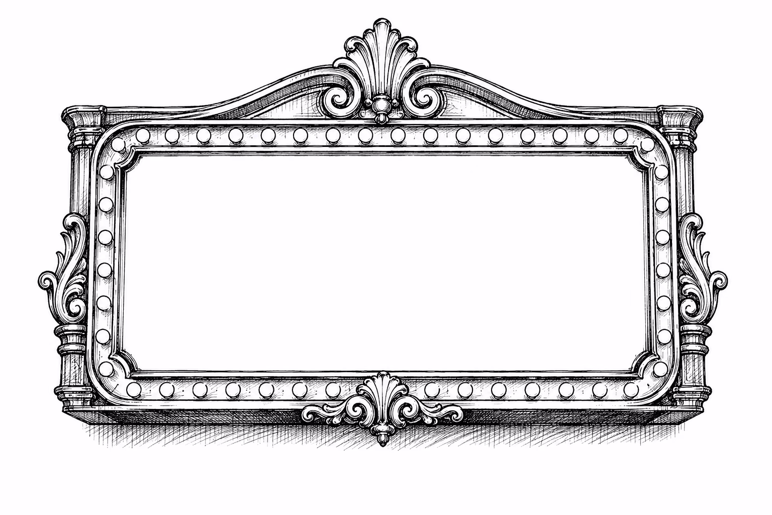 Drawn theater marquee with an empty board